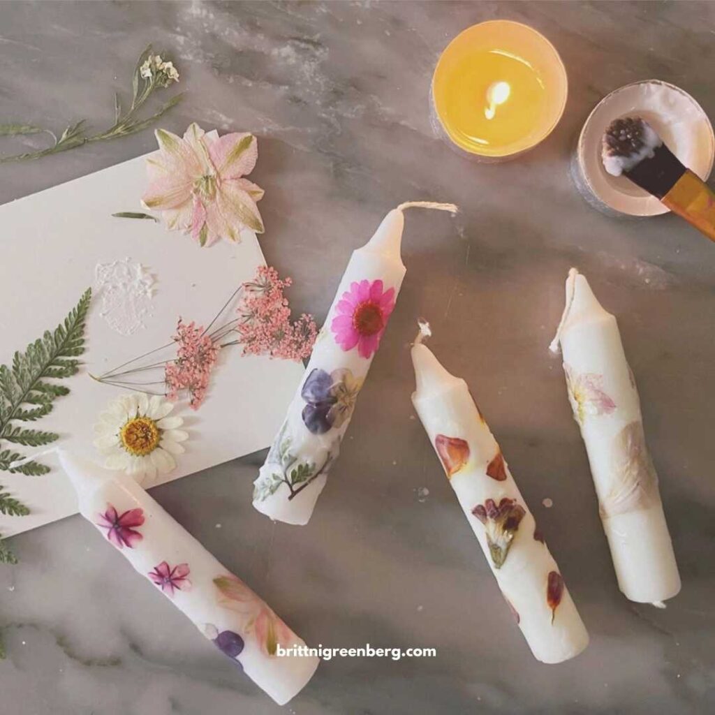 How to Make Pressed Flower Shabbat Candles